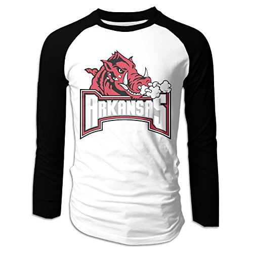 Creamfly Mens University Of Arkansas Razorbacks Long Sleeve Raglan Baseball Tshirt XL