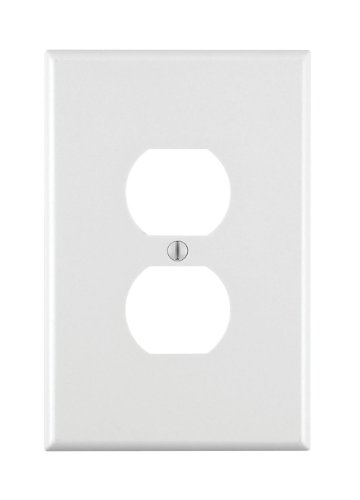 Leviton 88103.0 1-Gang Duplex Device Receptacle Wallplate, Oversized, Thermoset, Device Mount (25-Pack), White