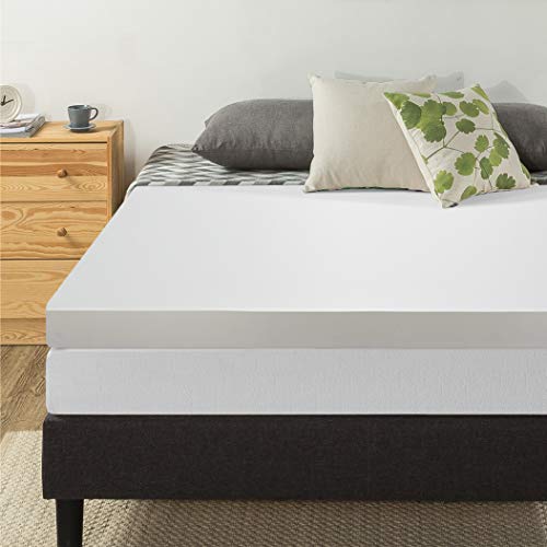 Best Price Mattress 4 Inch Memory Foam Topper with Cover, Mattress Pad with Calming Green Tea Infusion, CertiPUR-US Certified, Short Queen