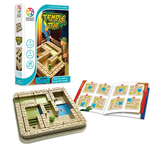 SmartGames Temple Trap Cognitive Skill-Building Travel Game with Portable Case Featuring 60 Challenges for Ages 7 - Adult