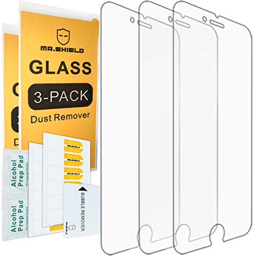 [3-PACK] - Mr.Shield Designed For iPhone 8 / iPhone 7 [Tempered Glass] Screen Protector [0.3mm Ultra Thin 9H Hardness 2.5D Round Edge] with Lifetime Replacement