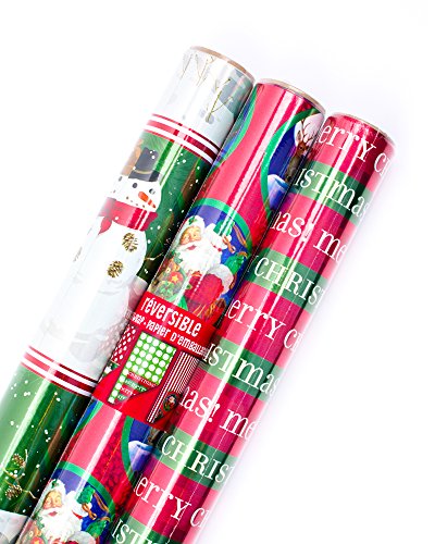 Hallmark 5JXW1627 Wrapping Paper Bundle, Foil Patterns, 3 Pack