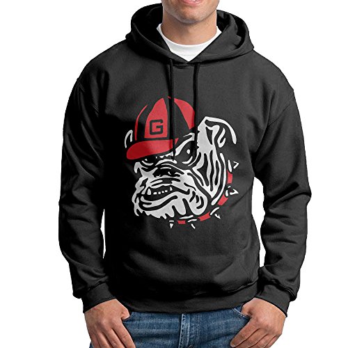 FUOALF Mens Pullover University Of Georgia Bulldog Club Hoodie Sweatshirts Black XL
