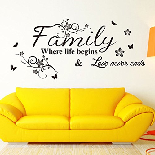 Ikevan Wall Stickers,PVC Decal Removable Art Family Beautiful Flower Wall Stickers Home Words Decor Wall Sticker 75X34cm