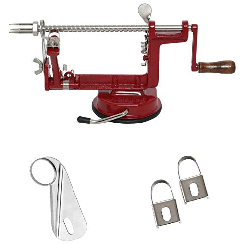 Johnny Apple Peeler with Suction Base VKP1010 + (1) Additional Coring & Slicing Blade VKP1010-2 + (2) Additional Peeling Knives VKP1010-1