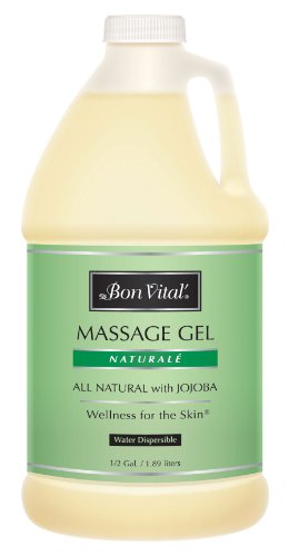 Bon Vital' Therapeutic Touch Massage Gel Made with Olive Oil to Repair Dry Skin & Soothe Sore Muscles, Contains Anti-Aging Properties to Calm Skin Inflammation & Reduce Apperance of Wrinkles, 1/2 Gal