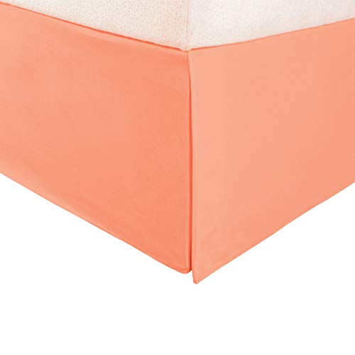 SUPERIOR Queen Bed Skirt 15" Drop, Wrinkle Free Microfiber Dust Ruffle, Coral
