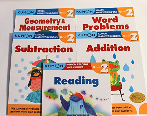 Book Cover Kumon Grade 2 Set (5 Books) : Addition, Subtraction, Geometry & Measurement, Word Problem and Reading