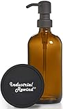 Glass Soap Dispenser with Black Pump - 8oz Soap Bottle or Lotion Bottle by Industrial Rewind (Amber/Black)