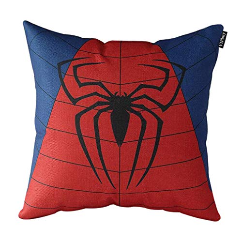 Book Cover VIPbuy Comic Superhero Cotton Linen Decorative Square Throw Pillow Case Sofa Waist Cushion Cover 18 x18 inches (Spider Man)