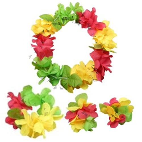 CISMARK Hawaiian Luau flower Leis Jumbo necklace bracelets headband set