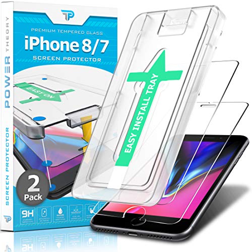 Power Theory Designed for iPhone 8 Screen Protector/iPhone 7 Screen Protector [2-Pack] with Easy Install Kit [Premium Tempered Glass]