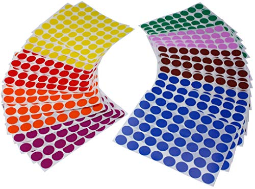 Royal Green Kids Colored Craft Stickers Colorful 5/8 inch 17mm - 1536 Pack - 8 Colors - 32 Sheets - Dot Labels for Children Fun, Games and Art