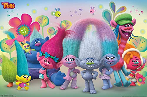Trends International DreamWorks Trolls - Group Wall Poster, 22.375" x 34", Unframed Version