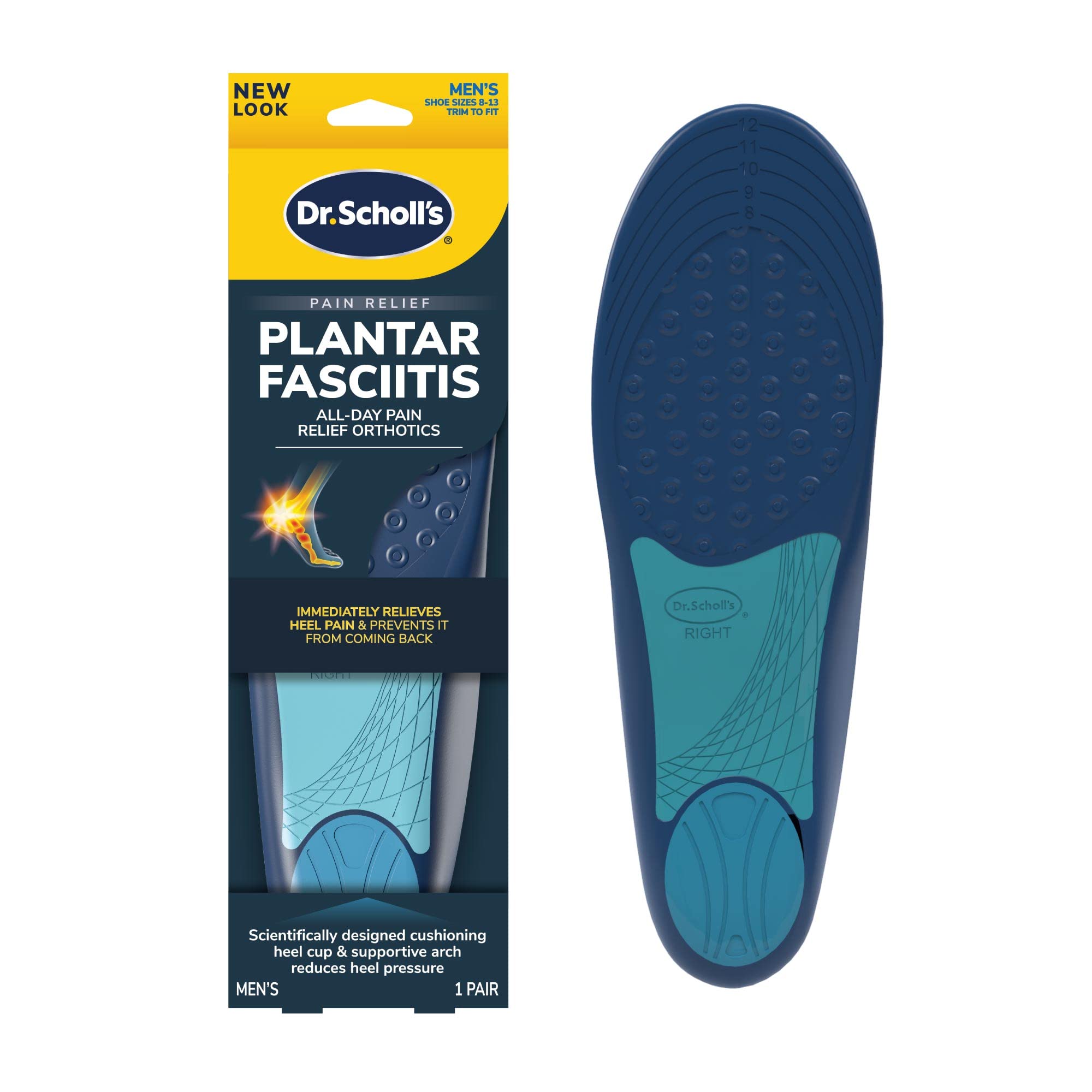 Dr. Scholl’s Plantar Fasciitis Pain Relief Orthotics for Men's Trim to Fit: 8-13 Men's Size 8-13 1 Pair (Pack of 1)