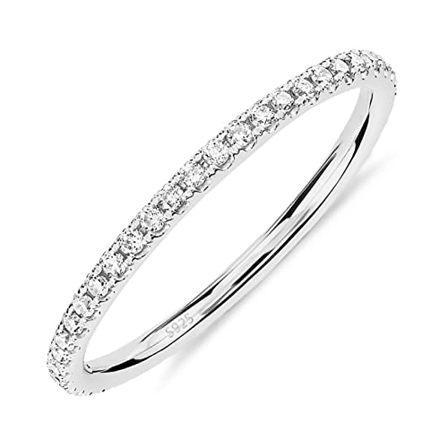 PAVOI AAAAA CZ Sterling Silver Cubic Zirconia Stackable Eternity Ring - Size 7