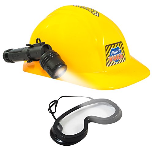 Funny Party Hats Construction Hat - Dress Up for Kids & Adults - Adjustable Miner Hat with Light