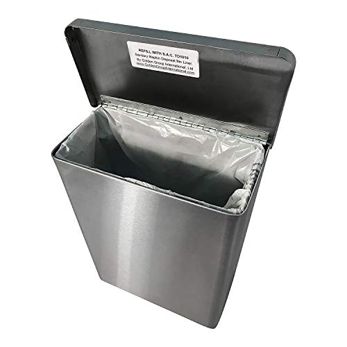 Sanitary Napkin Receptacle, Surface Mount, Steel, Measures: 7 Â½ â€œ w x 9 3/4 â€œ H x 4â€ D (Stainless Steel)
