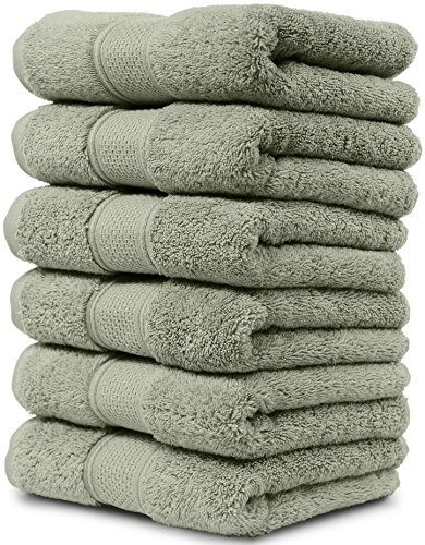 Maura 6 Piece Hand Towel Set. 2018 Premium Quality Turkish Towels. Super Soft, Plush and Highly Absorbent. Set Includes 6 Pieces of Hand Towels (Hand Towel - Set of 6, Sage Green)