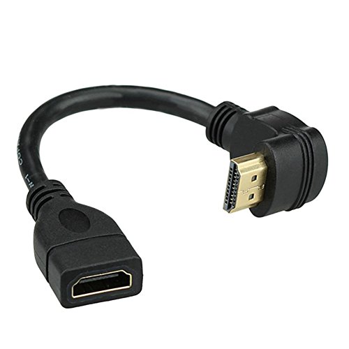 Book Cover Bluwee HDMI Extension Cable High Speed 90-Degree Angle HDMI Male to Female Extension Wire Cord HDMI Extender - Gold Plated Plugs, Black (0.5FT)
