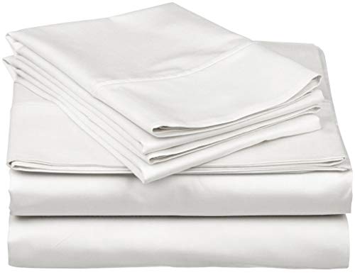 Book Cover Pure Egyptian California King Size Cotton Bed Sheets Set (Cal King, 1000 Thread Count) White Bedding and Pillow Cases (4 Pc) â€“ Egyptian Cotton Sheets Cal King Size Bed- Sateen Sheets - 18â€ Deep Pocket