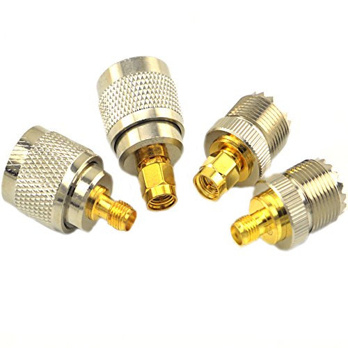 Book Cover SMA-UHF RF Connectors Kit SMA to UHF PL259 SO239 4 Type Set SMA Jack/Plug to UHF Nickel Gold Plated Test Converter Pack of 4