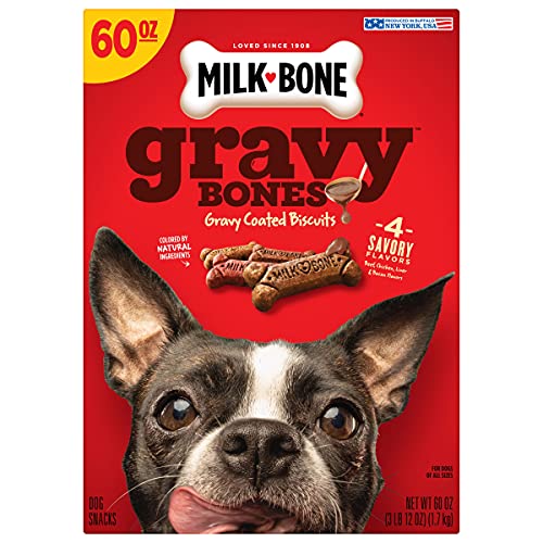 Milk-Bone Gravy Bones Dog Treats with Savory Meat Flavors, 60 Ounce (Pack of 3)