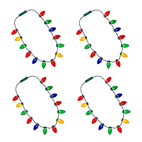 Windy City Novelties LED Light Up Christmas Bulb Multicolor 34" Necklace Party Favors Ugly Xmas Party - 4 Pack