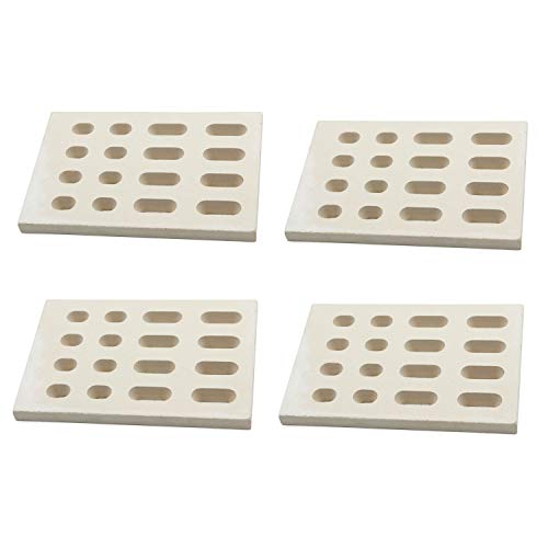 Hongso CRB65504 (4-Pack) Universal Replacement Heat Plate Flame Tamer, Ceramic Brick Flame Tamer, Ceramic Radiant Replacement for BARBEQUES Galore Grand Turbo