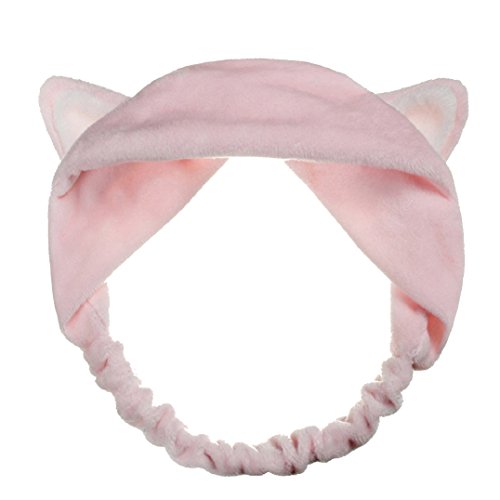 Polytree Women Cute Cat Ears Elastic Headband Head Bands (Pink)