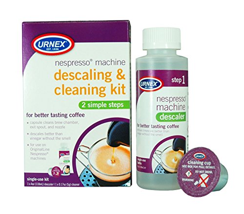 Book Cover Urnex Nespresso Machine Descaler and Cleaner - 2 Step Descaling and Cleaning Kit