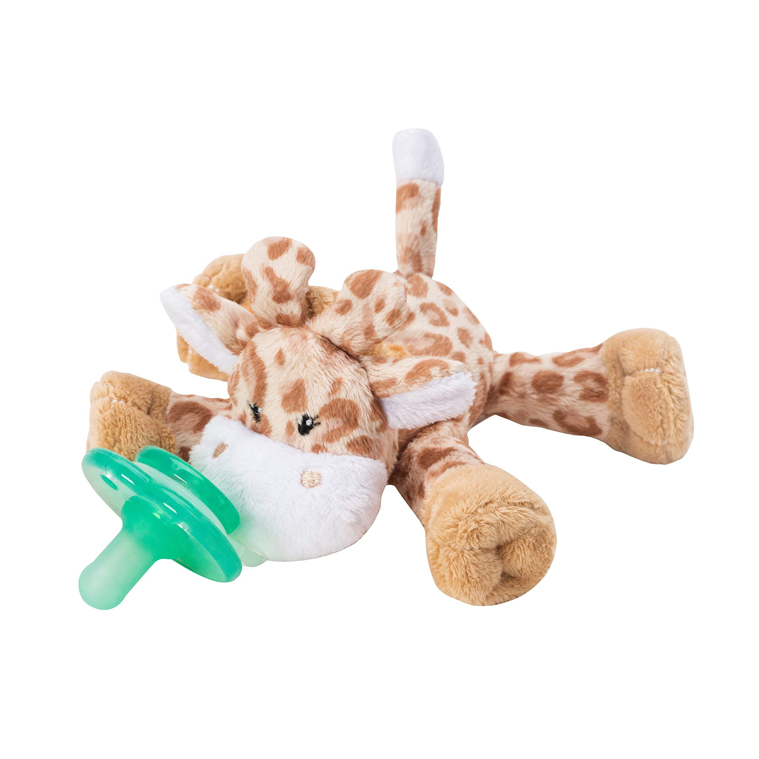 Nookums Paci-Plushies Shakies - Pacifier Holder - Adapts to Name Brand Pacifiers, Suitable for All Ages, Plush Toy Includes Detachable Pacifier (Brown Giraffe) Georgie the Giaraffe