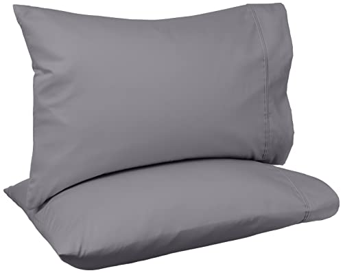 AmazonBasics 400 Thread Count Pillow Cases - Standard, Dark Gray