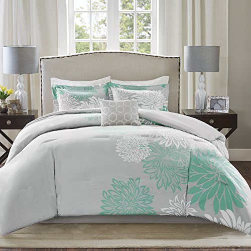 Book Cover Comfort Spaces Enya Comforter Set-Modern Floral Design All Season Down Alternative Bedding, Matching Shams, Bedskirt, Decorative Pillows, King(104