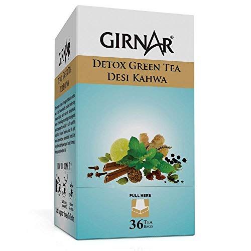 Book Cover Girnar Detox Green Desi Kahwa ( green tea) - 36 Teabags (Pack of 2)