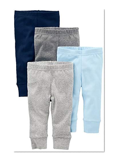 Book Cover Simple Joys by Carter's Baby Boys 4-Pack Pant, Blue/Grey, 0-3 Months