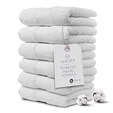 Maura 6 Piece Hand Towels Set. Extra Large 16"x30" Premium Turkish Towels. Thick, Soft, Plush and Highly Absorbent Luxury Hotel & Spa Quality Towels - White