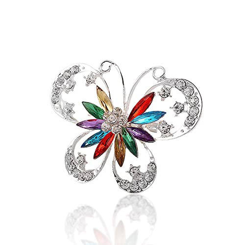 Book Cover WEILYDF Brooch Pin Diamond Butterfly Wedding Bridal Rhinestone Shawl Clip for Ladies Jewelry(Colorful)
