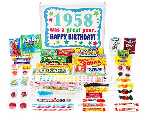 Woodstock Candy ~ 1958 63rd Birthday Gift Box Nostalgic Retro Candy Assortment from Childhood for 63 Old Man or Woman Born 1958