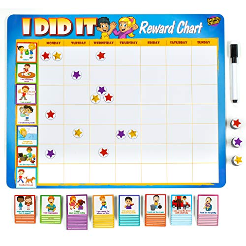 Book Cover Kids Behavior Reward Chart - 63 Chores as Potty Train, & More. â€œThick Magneticâ€ Responsibility Chart Board/Tasks-for Multiple Kids