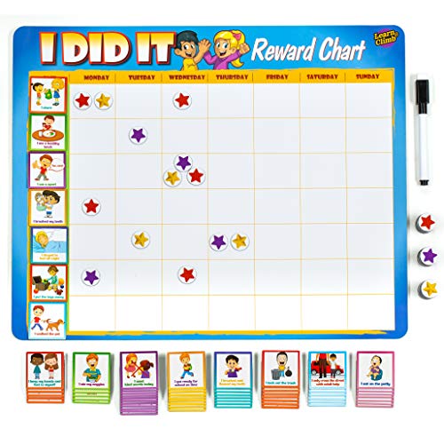 Kids Behavior Reward Chart - 63 Chores as Potty Train, & More. â€œThick Magneticâ€ Responsibility Chart Board/Tasks-for Multiple Kids