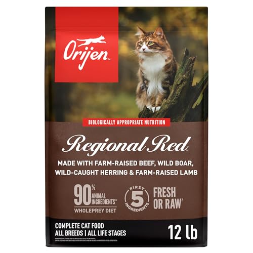 ORIJEN Grain Free High Protein Premium Dry Cat Food Regional Red Recipe 12lb Bag