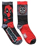 Marvel Deadpool Men's Crew Socks 2 Pair Pack Shoe Size 6-12