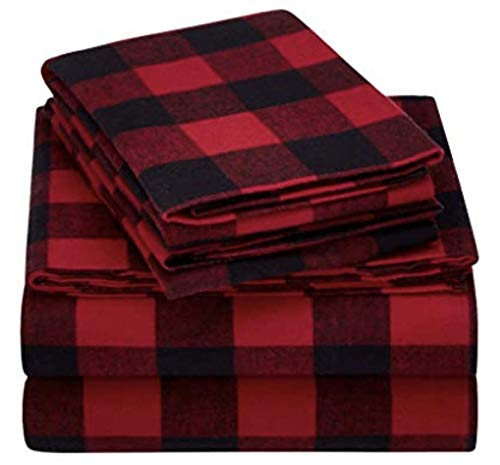 Book Cover Mainstays Flannel Sheet Set Full, Red Plaid