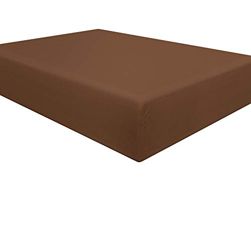 Book Cover NTBAY Microfiber Queen Fitted Sheet, Wrinkle, Fade, Stain Resistant Deep Pocket Bed Sheet, Brown