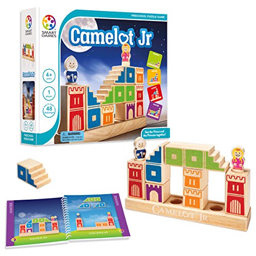Book Cover SmartGames Camelot Jr. Wooden Cognitive Skill-Building Puzzle Game Featuring 48 Playful Challenges for Ages 4+