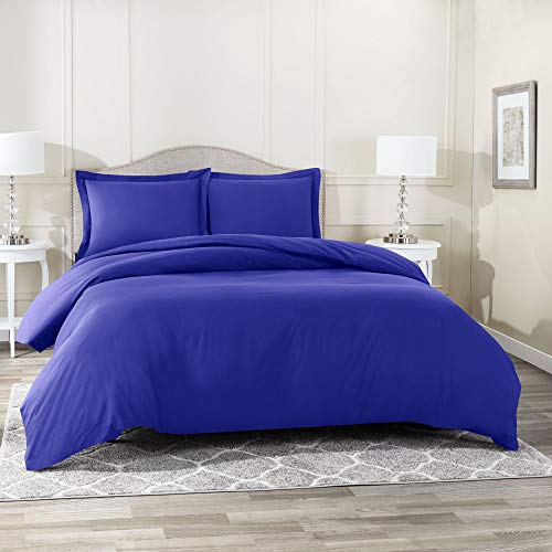 Book Cover Nestl Bedding Duvet Cover 3 Piece Set - Ultra Soft Double Brushed Microfiber Hotel Collection - Comforter Cover with Button Closure and 2 Pillow Shams, Royal Blue - King 90