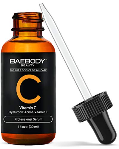 Book Cover Baebody Vitamin C Topical Facial Serum with Hyaluronic Acid, Vitamin C, and Vitamin E, 1 Fl Oz