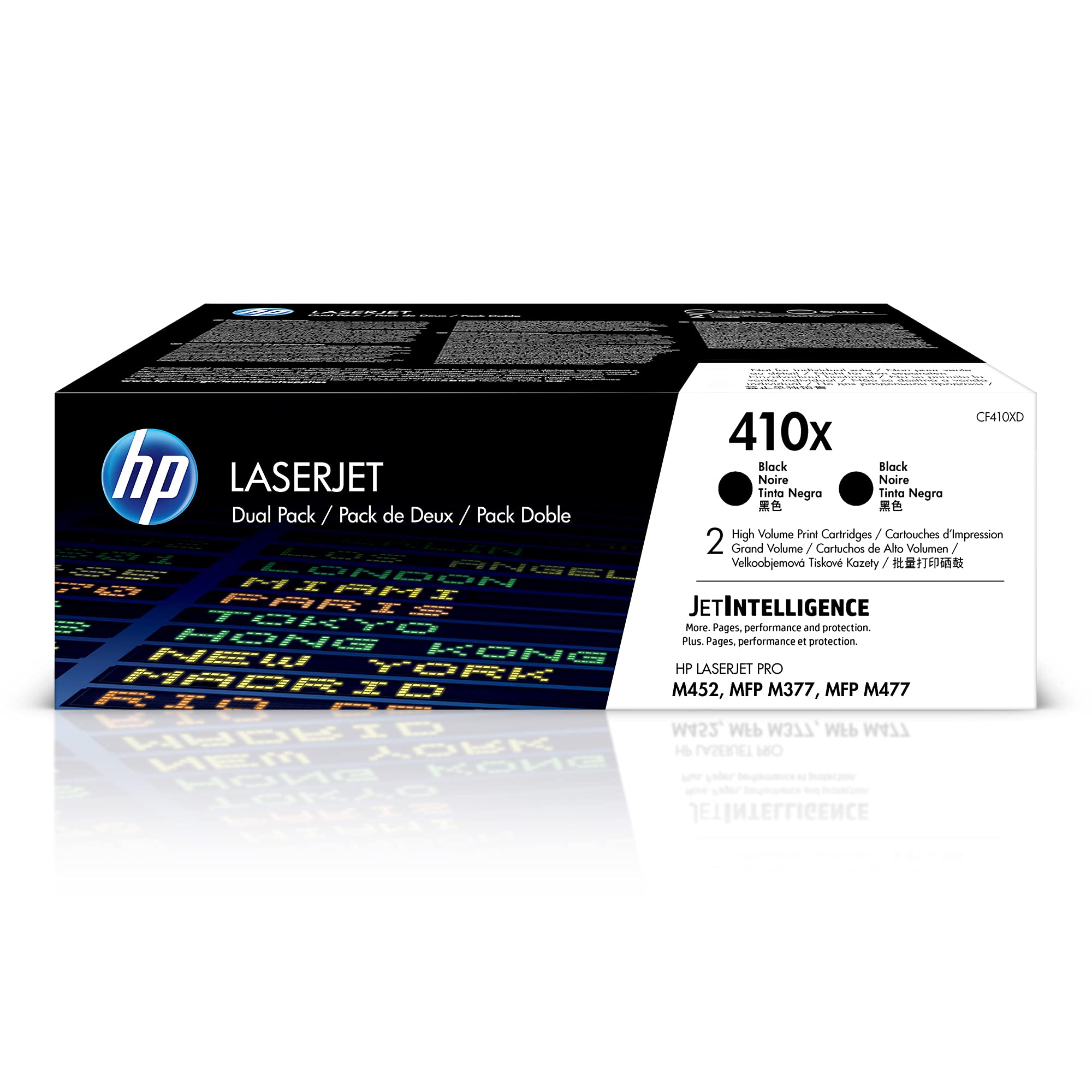 Book Cover HP 410X Black High-yield Toner Cartridges (2-pack) | Works with HP Color LaserJet Pro M452 Series, HP Color LaserJet Pro MFP M377, M477 Series | CF410XD