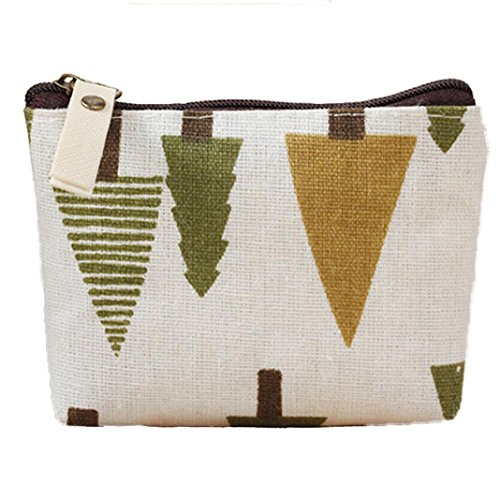Polytree Printed Canvas Change Coin Purse Holder Zip Mini Wallet - 4